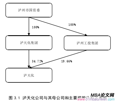 圖 3.1 瀘天化公司與其母公司和主要控股公司關(guān)系圖