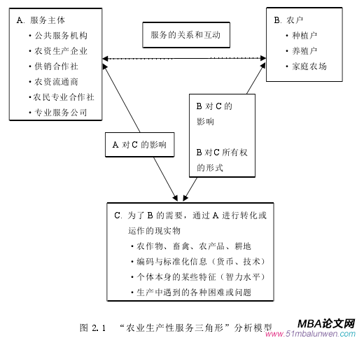 圖 2.1 “農(nóng)業(yè)生產(chǎn)性服務三角形”分析模型